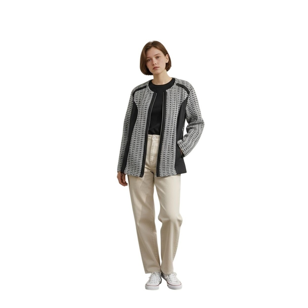 Catherines  womens‎  full zip jacket size 2X  black white  stretch  long sleeve